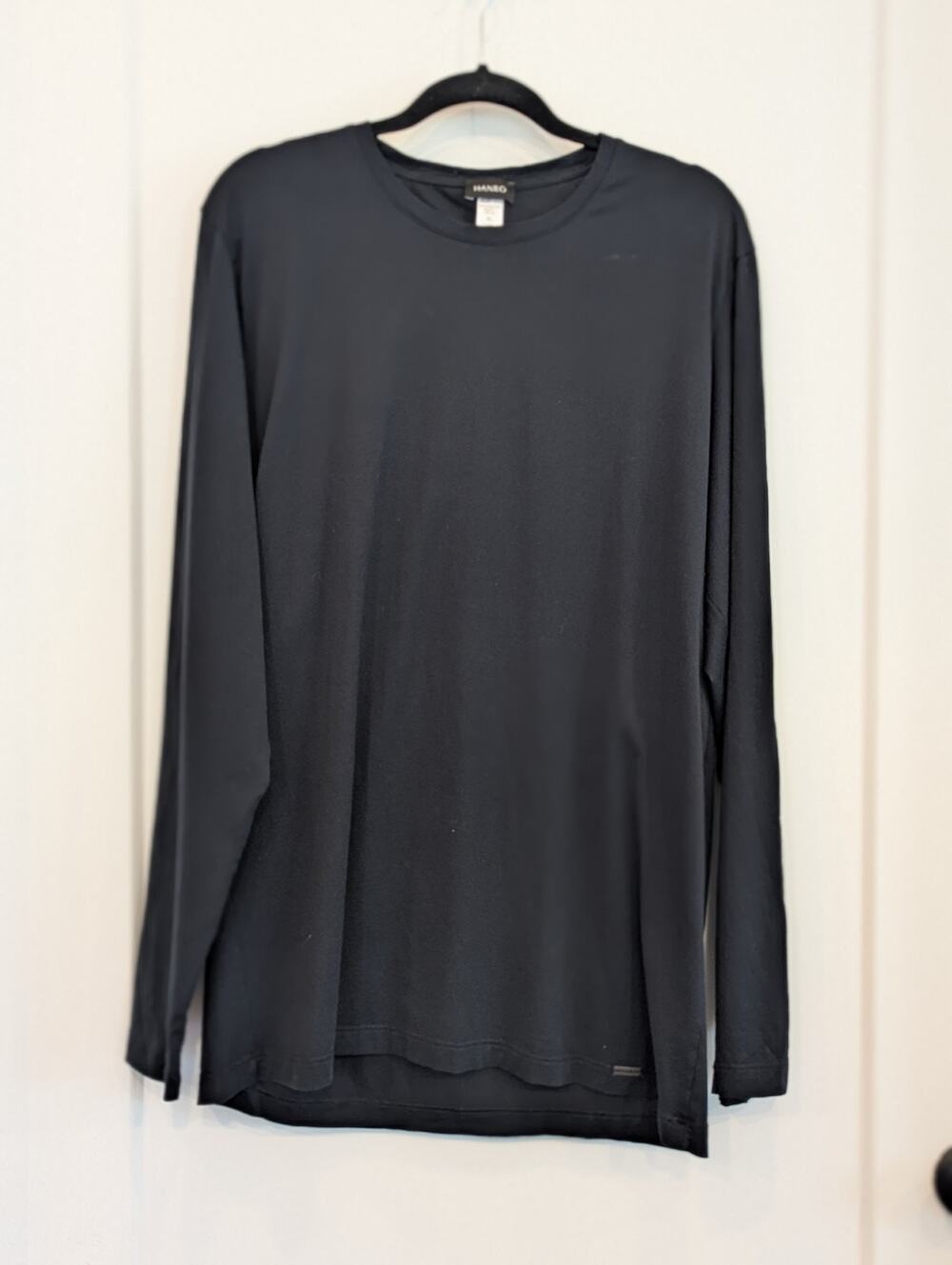 Hanro Mens XL Black Night & Day Shirt 100%Cotton Luxury Lounge Swiss EUC